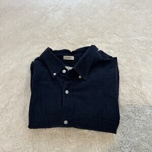 J. Crew Men’s XL Classic Fit Flex Washed Shirt Navy Blue Dot Print Preppy Colleg